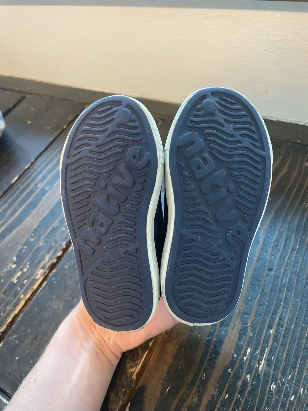 Native Kids Water Shoe in Navy with White Toe